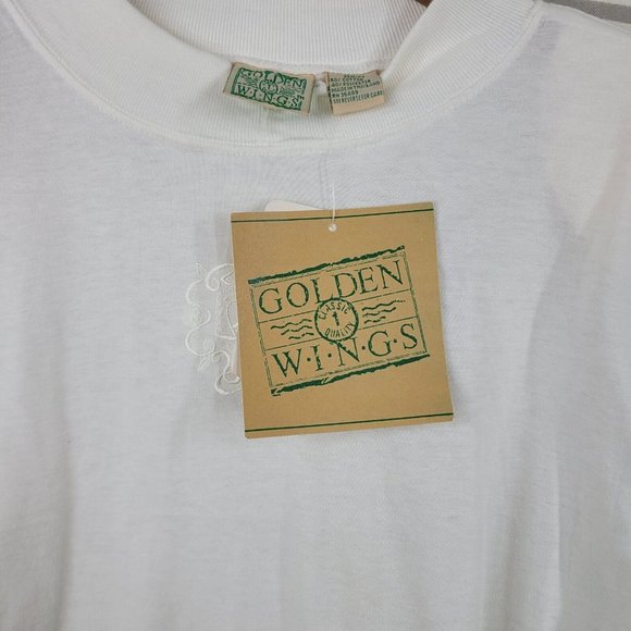 Vintage New 90s Long Sleeve T-Shirt Top Plus Size 20/22W White Embroidered NOS - Picture 7 of 7